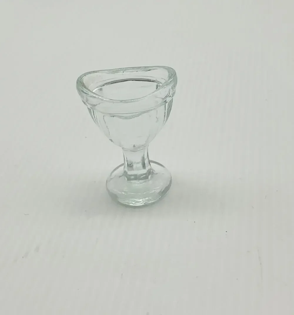 Vintage Antique Clear Glass Eye Wash Cup Pedestal Optical Medical Apothecary